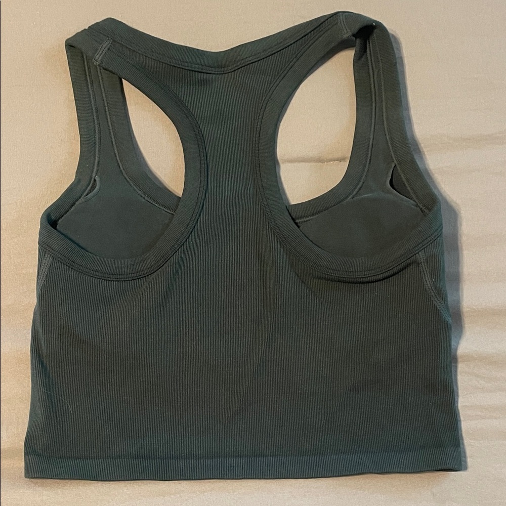 JoyLab Dark Green Ribbed Racerback Snap Crop Tank - Picture 3 of 3
